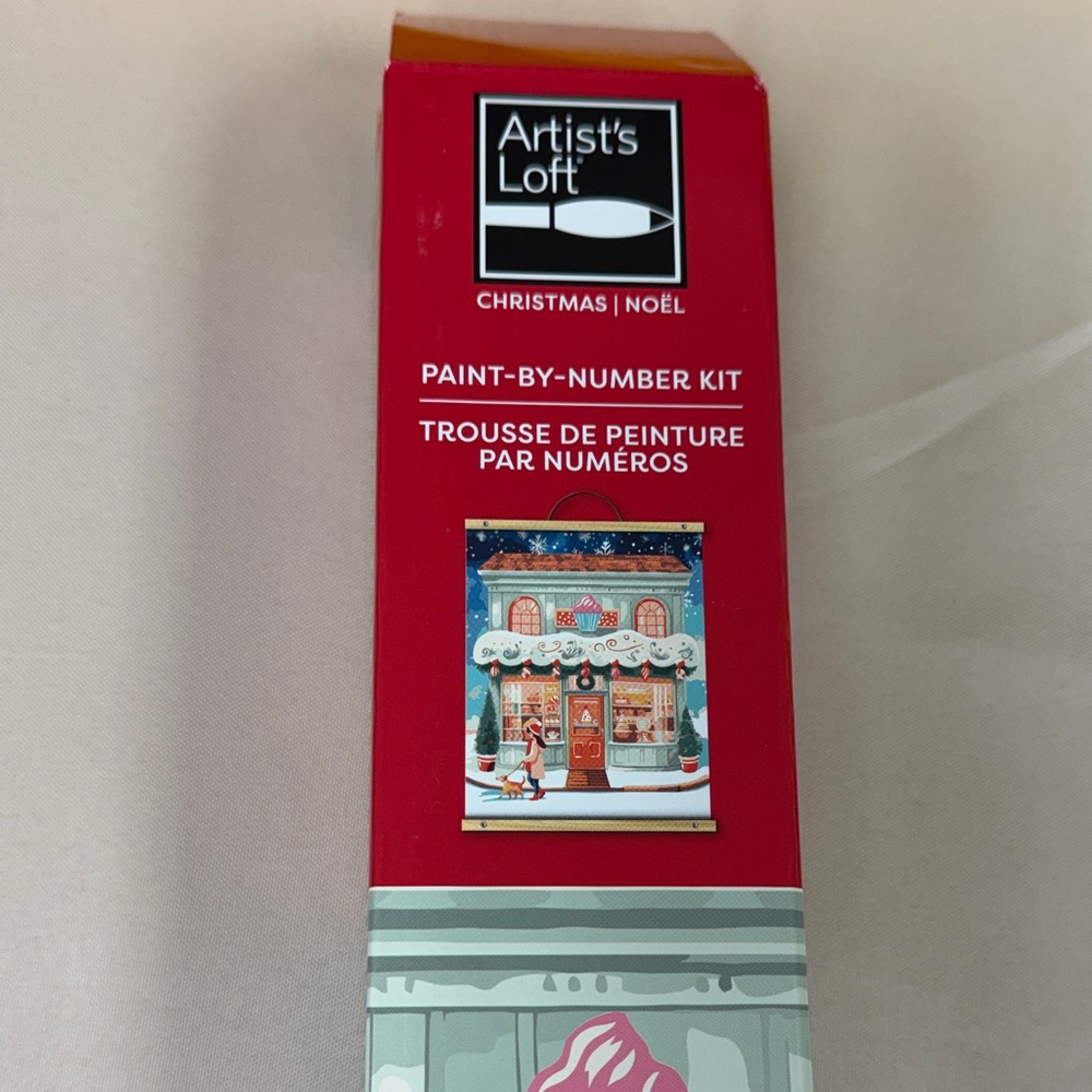 Artist's Loft Christmas Paint-By-Number Kit Bakery cupcake holiday snow setting